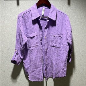 Zenana Outfitters Purple Button Down Shirt- New without tags